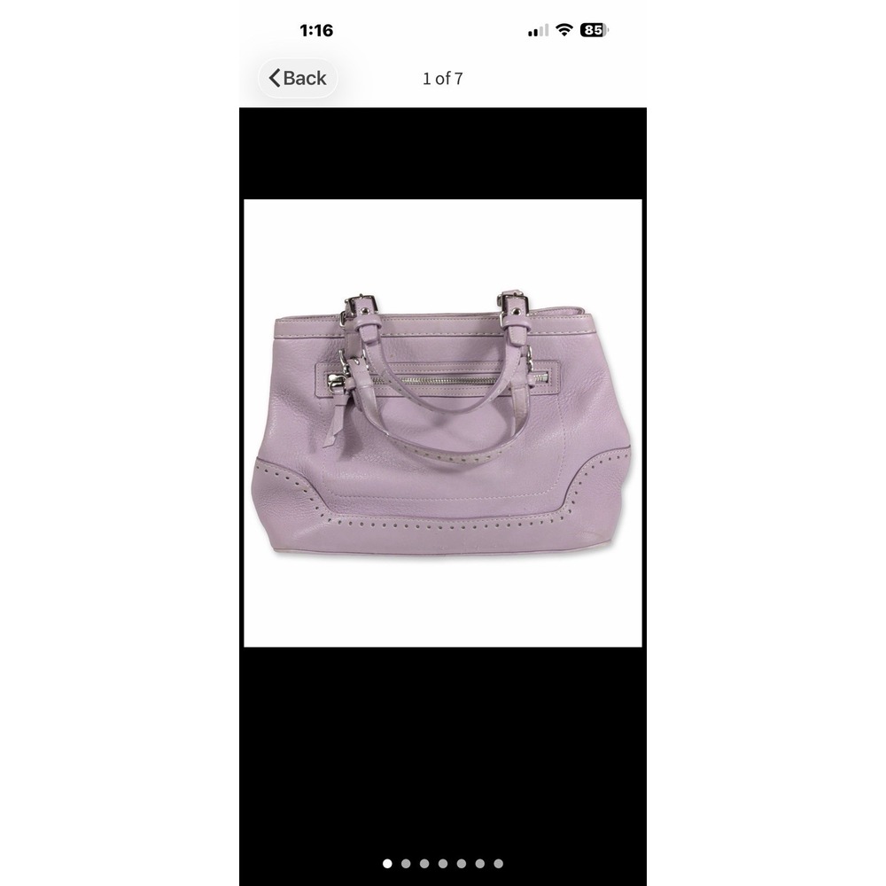 Coach Hamptons Lavender Pebbled Leather Satchel Tote Perforated Trim 5055
